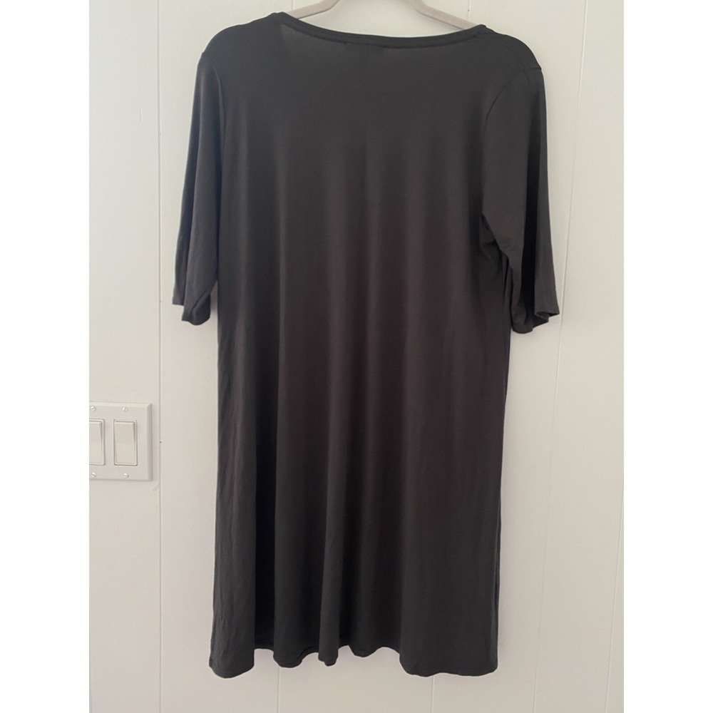 Eileen Fisher Women's M Swing Dress Dark Gray Scoop Neck Tunic Stretch Lagenlook